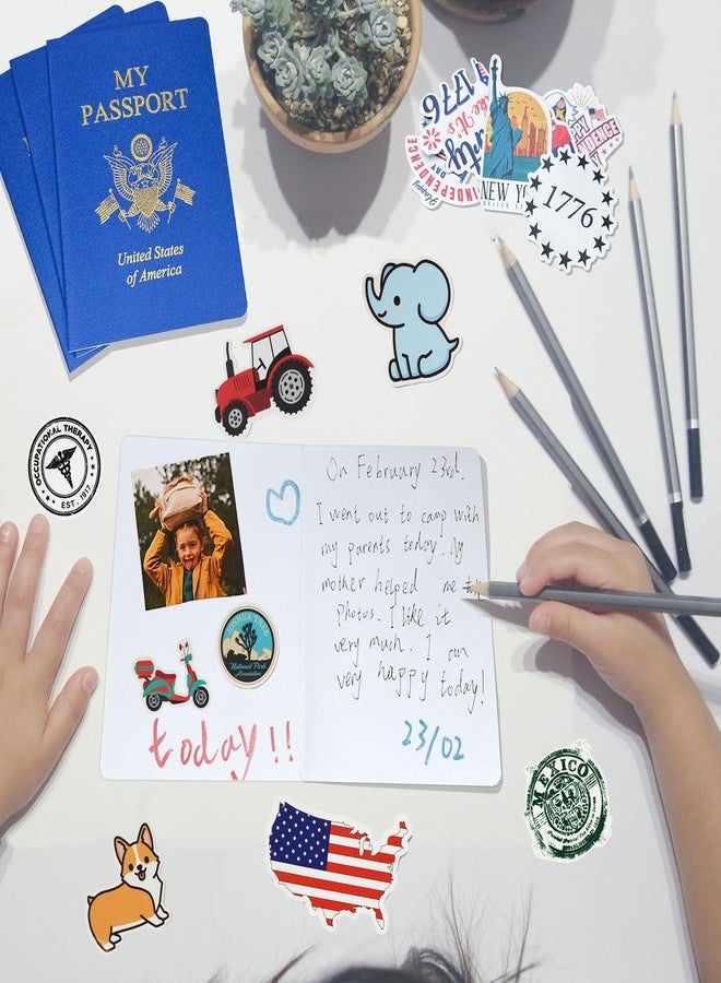 XIISVINT 15 Pcs Fake Passport Book for Kids with 150 Non-Repeating Stickers (Including 3 Themes), Suitable for Party Favors, Scrapbooking, Arts and Crafts, School Supplies, Wall Stickers - Image 5